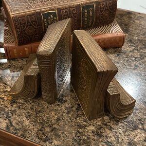 Vintage Brass Books Bookend Set
